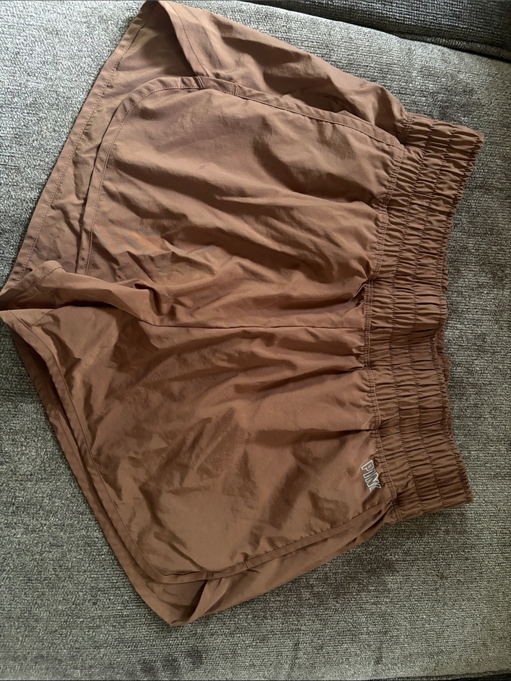 PINK Brown Elastic-Waist Casual Shorts